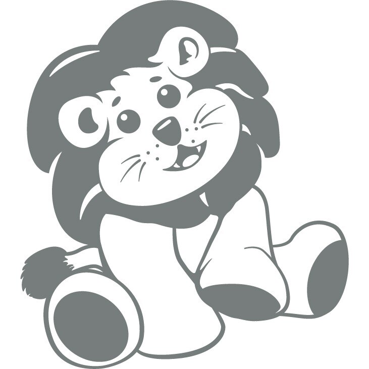 Pui de leu - Sticker Decorativ - Gri Metal - 119 x 133 cm