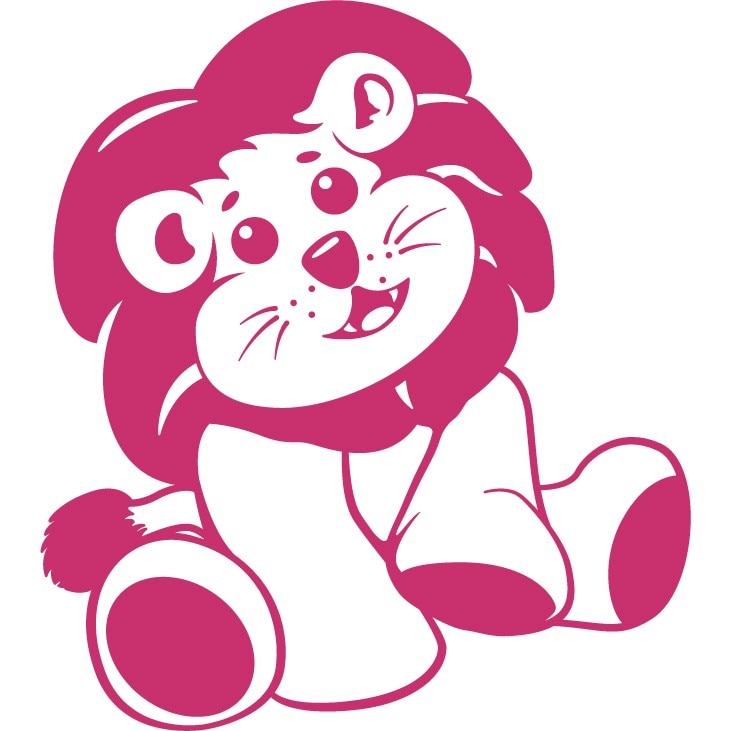 Pui de leu - Sticker Decorativ - Magenta - 89 x 100 cm