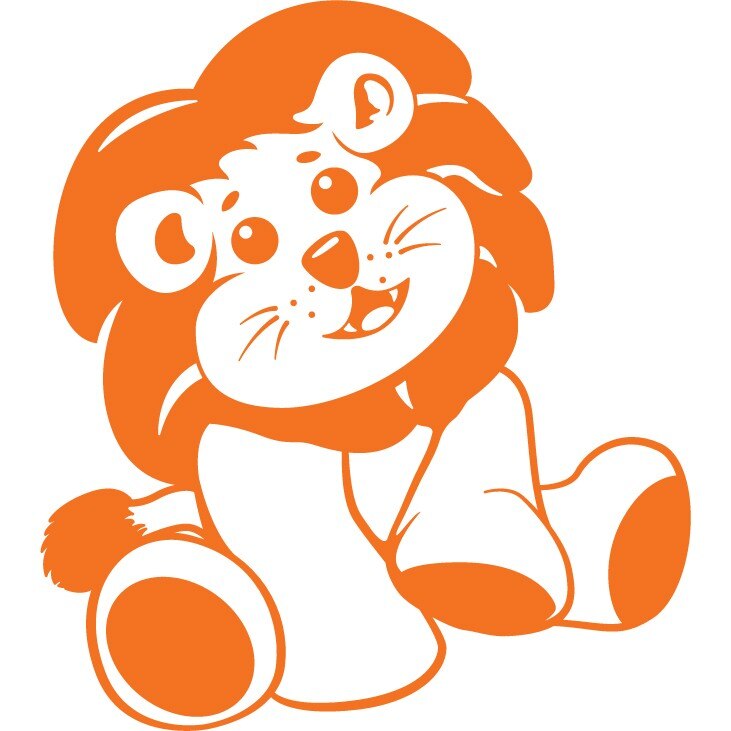 Pui de leu - Sticker Decorativ - Portocaliu - 119 x 133 cm