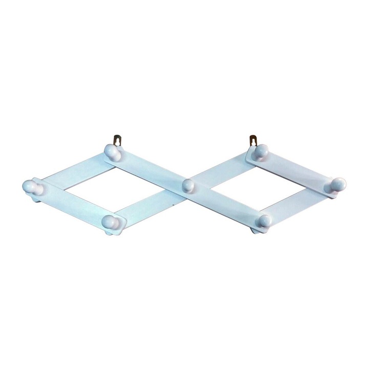 Cuier rabatabil din lemn de brad,cu 7 butoni,Expotech D46,vopsit alb mat