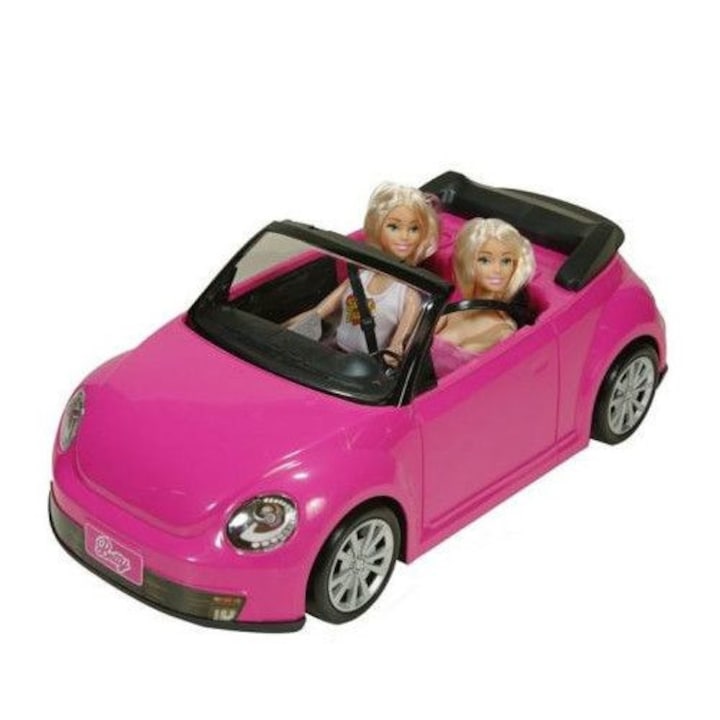 Masina cu 2 papusi decapotabila, roz pentru copii