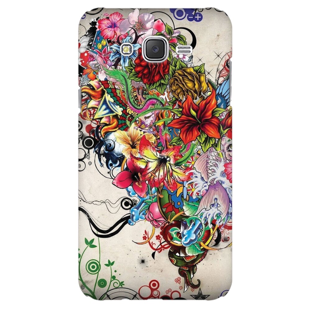 Husa silicon pentru Samsung Galaxy J1 2016, Abstract Flowers Tattoo Illustration