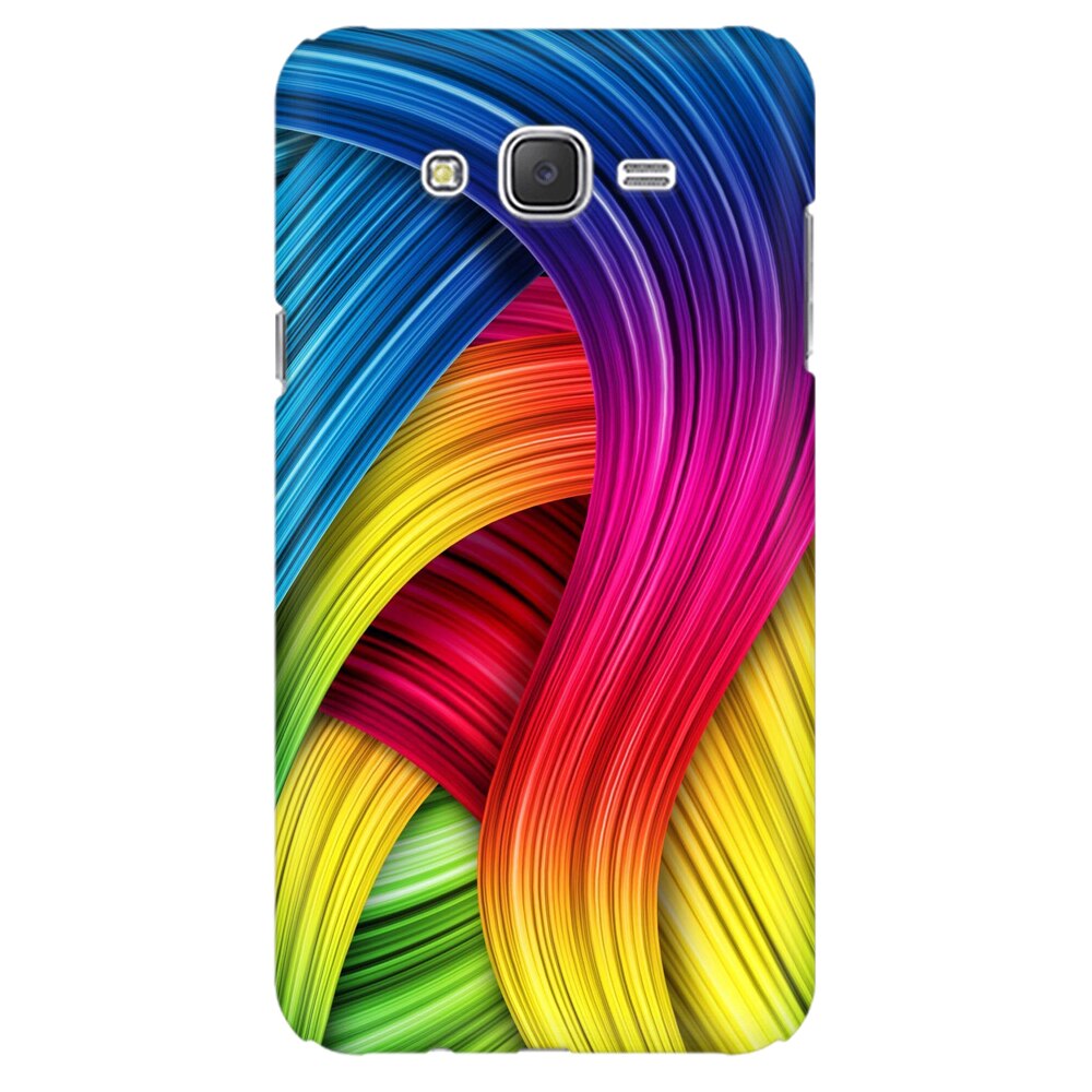 Husa silicon pentru Samsung Galaxy J1 2016, Curly Colorful Rainbow Lines Illustration