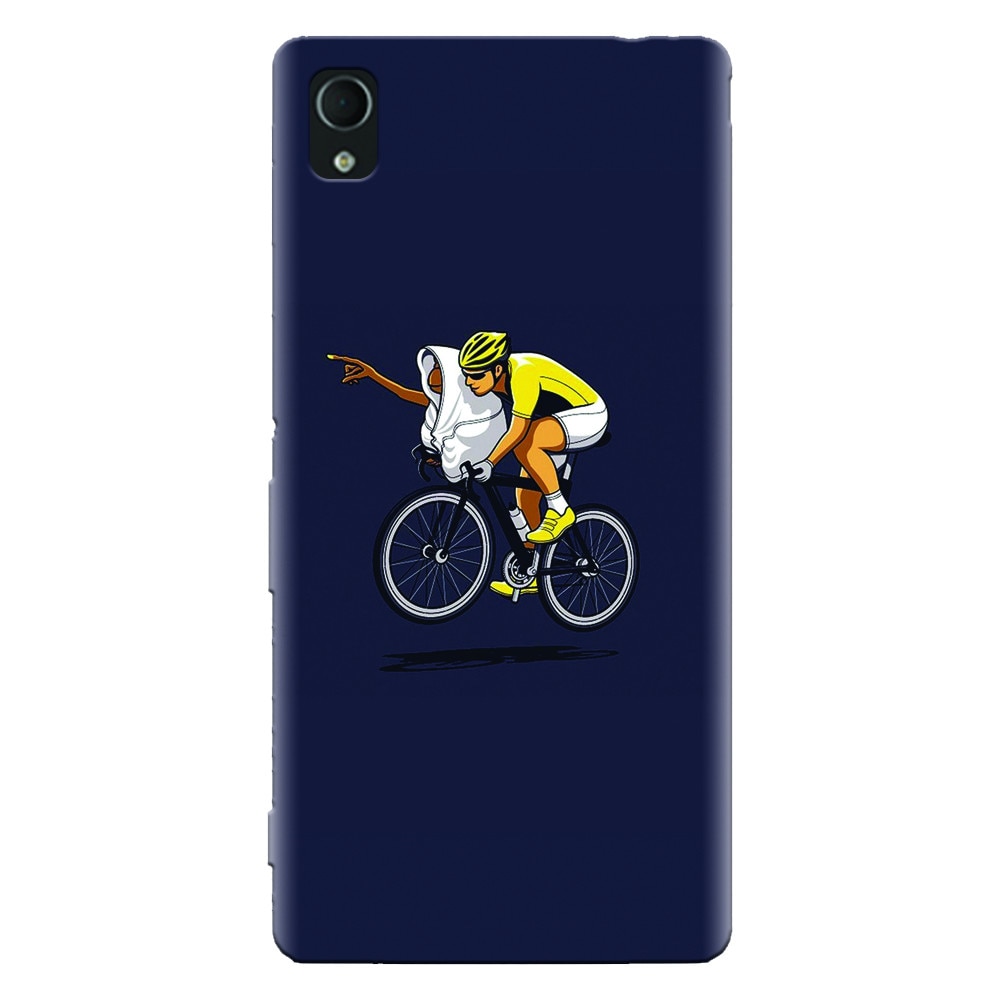 Husa silicon pentru Sony Xperia X, ET Riding Bike Funny Illustration