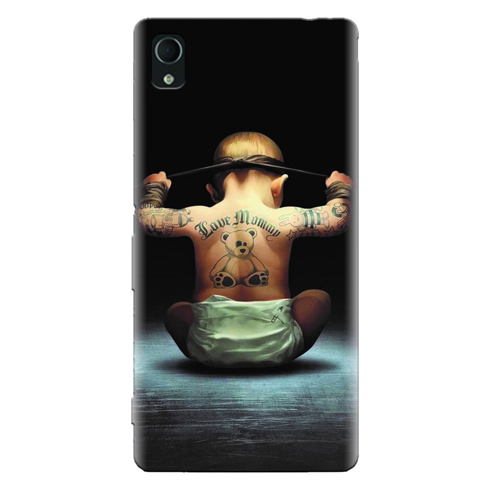 Husa silicon pentru Sony Xperia M4, Body Builder Cute Baby Tattoo