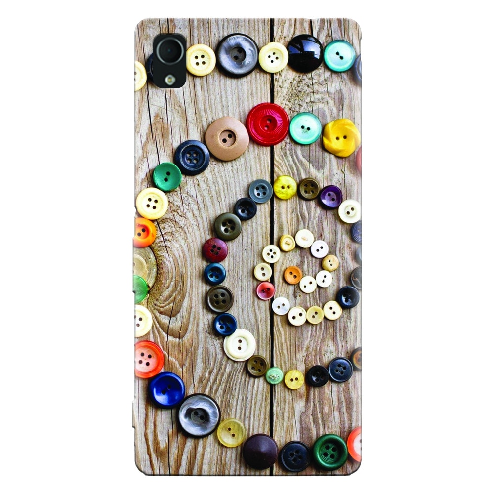 Husa silicon pentru Sony Xperia M4, Colorful Buttons Spiral Wood Deck