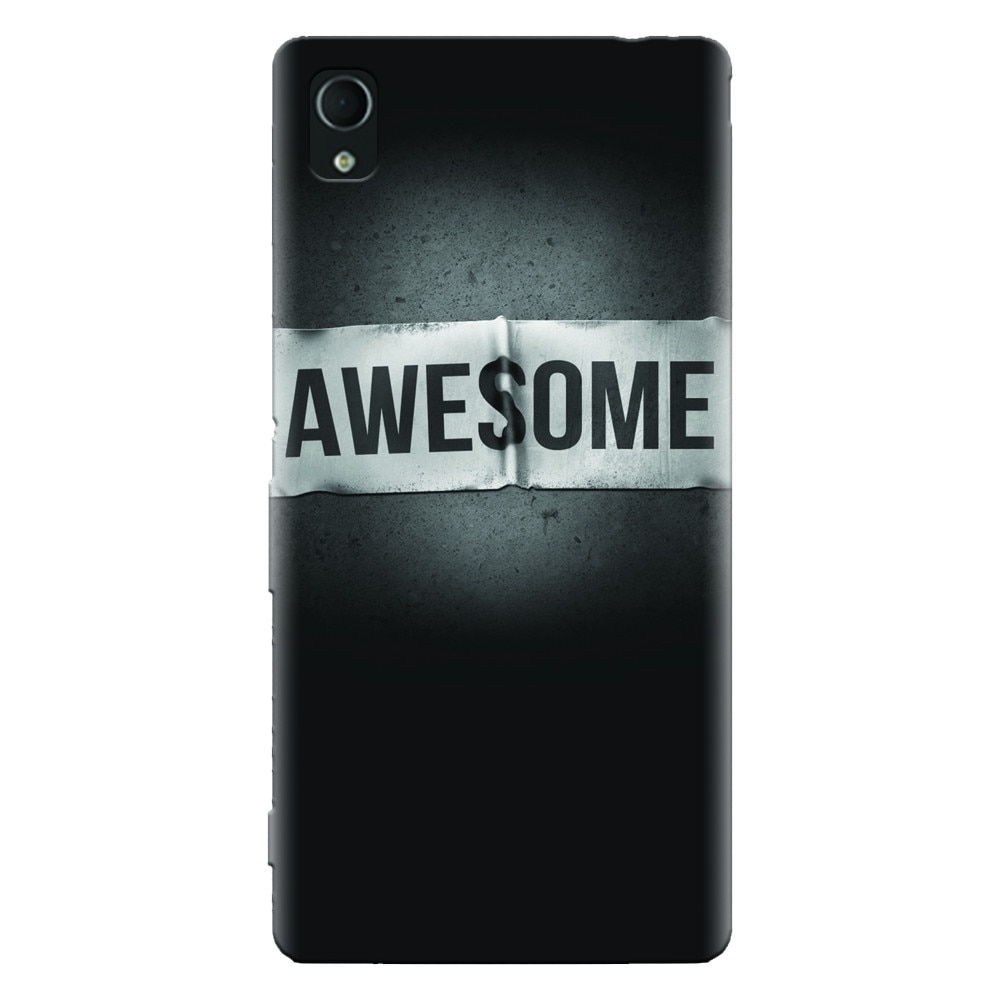 Husa silicon pentru Sony Xperia M4, Awesome Label Dark