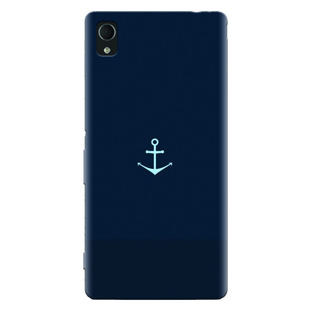 Husa silicon pentru Sony Xperia M4, Blue Navy Anchor Illustration Flat