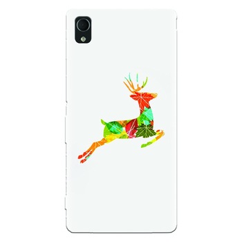 Husa silicon pentru Sony Xperia M4, Colorful Reindeer Jump Illustration Husa silicon pentru Sony Xperia M4, Colorful Reindeer Jump Illustration