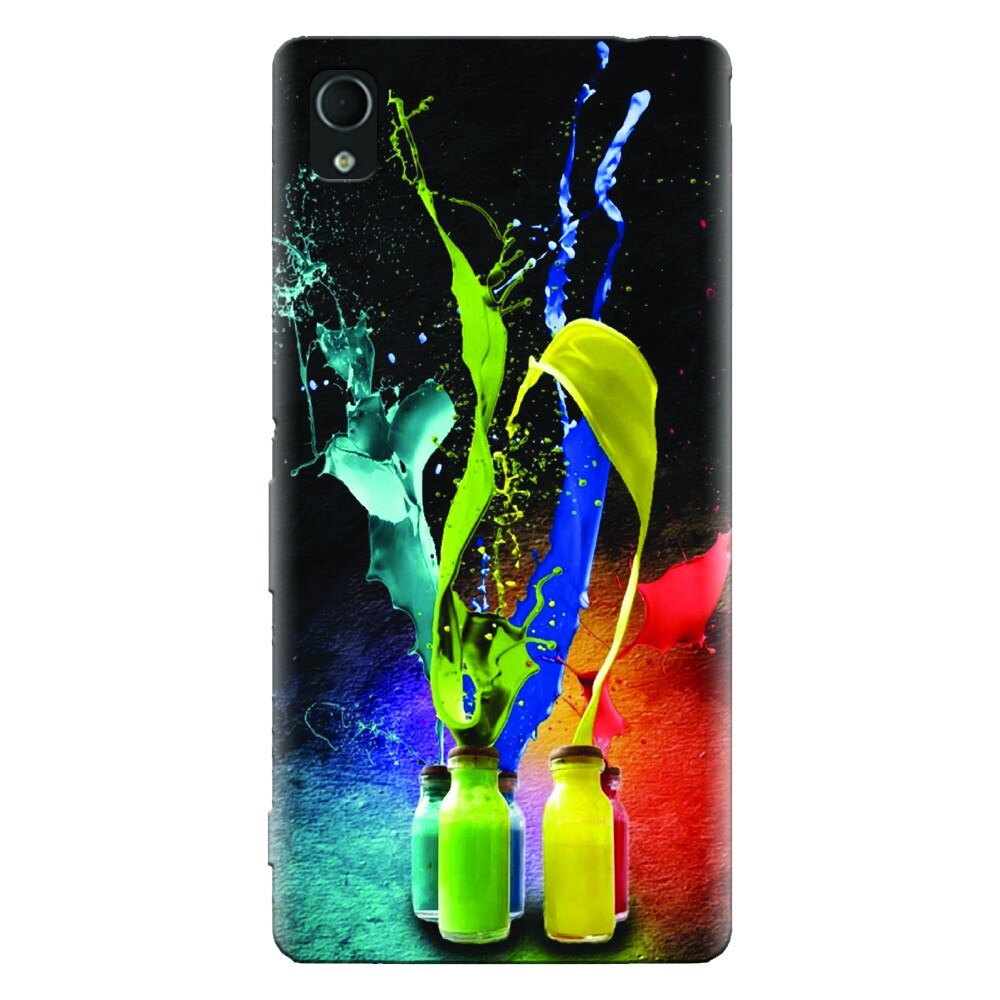 Husa silicon pentru Sony Xperia M4, Abstract Color Bottles Splash
