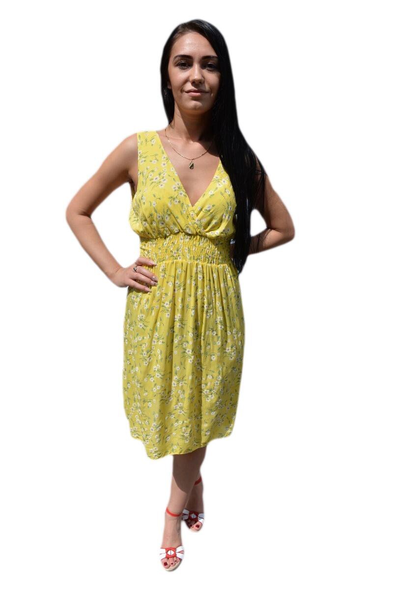 Rochie scurta fara maneca,D&J Exclusive, Galben