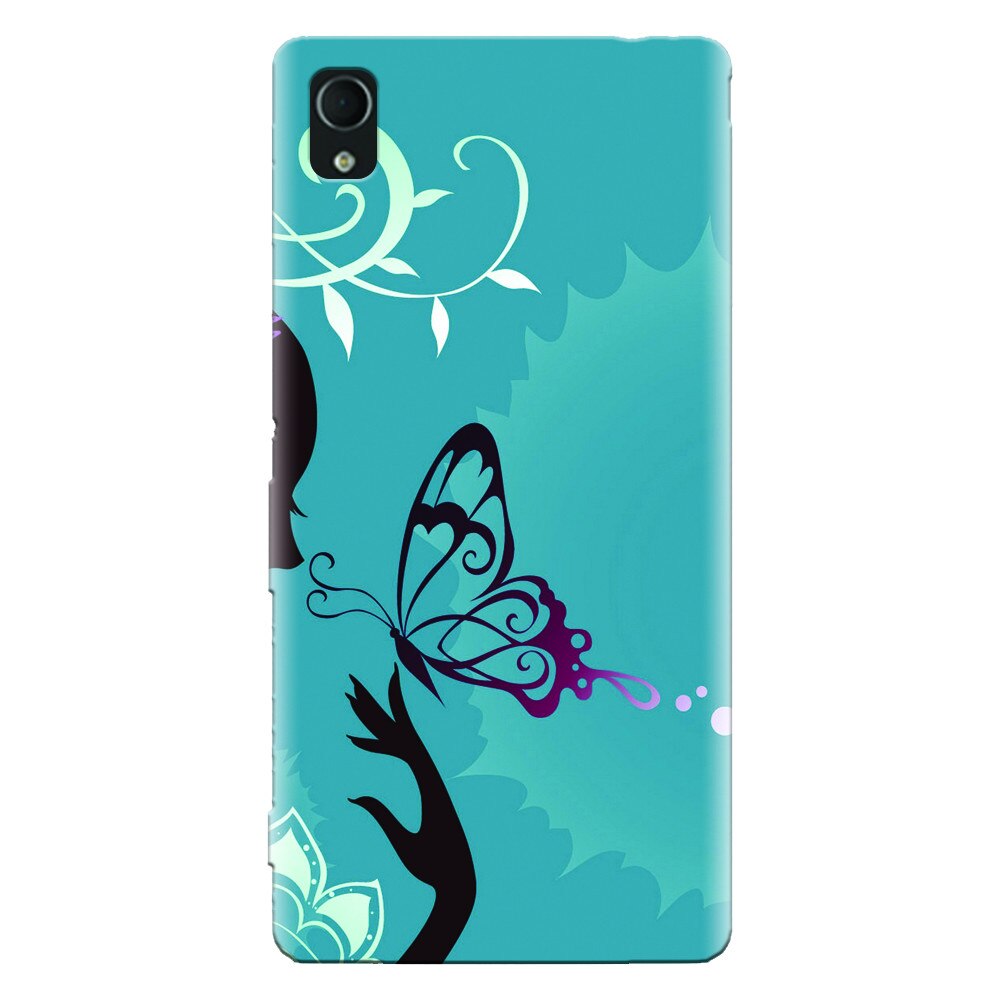 Husa silicon pentru Sony Xperia M4, Blue Butterfly