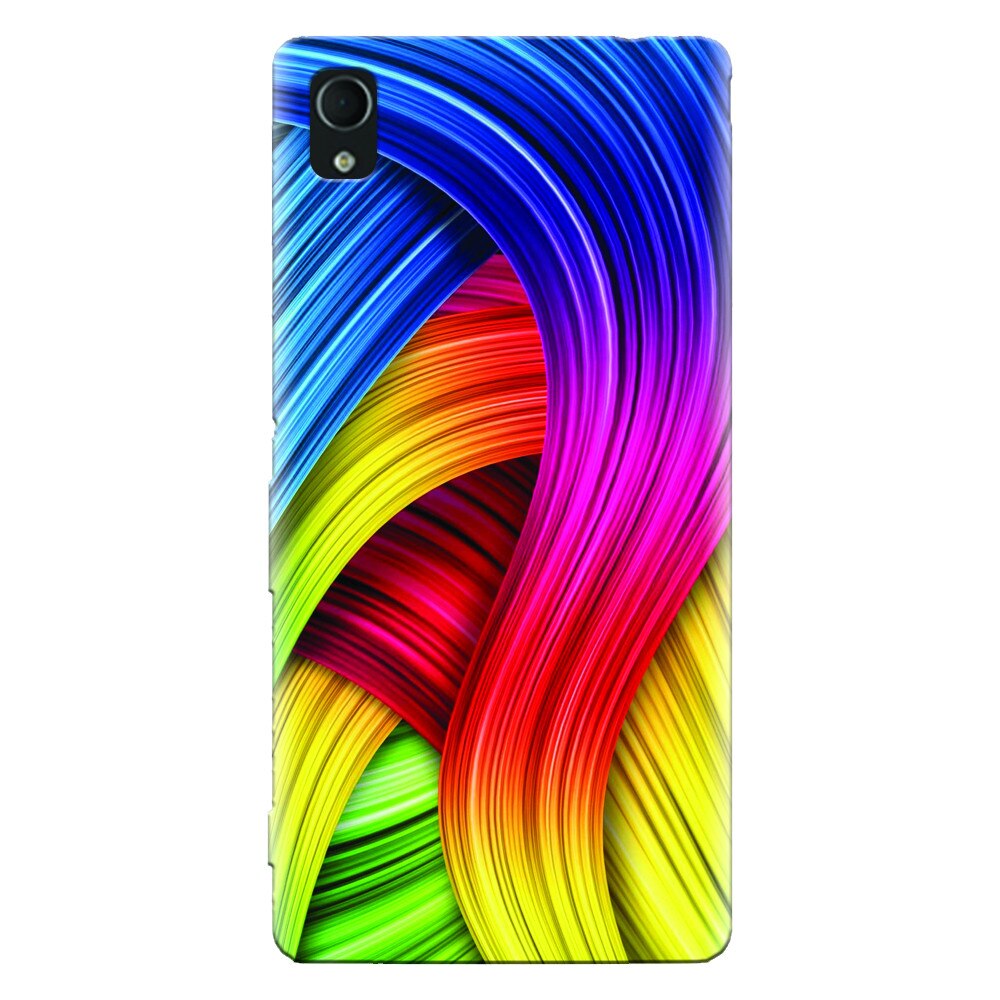 Husa silicon pentru Sony Xperia X, Curly Colorful Rainbow Lines Illustration