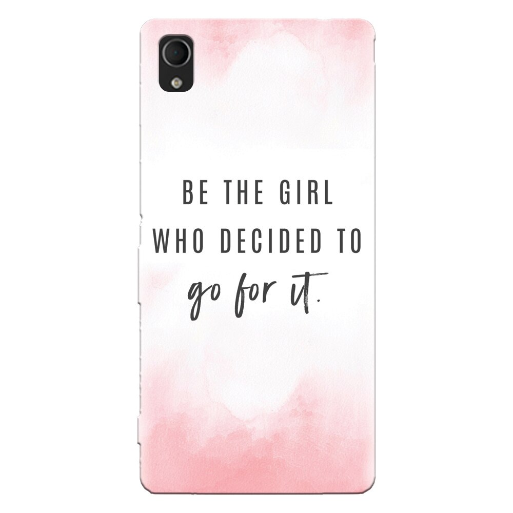 Husa silicon pentru Sony Xperia M4, Quotes Pink