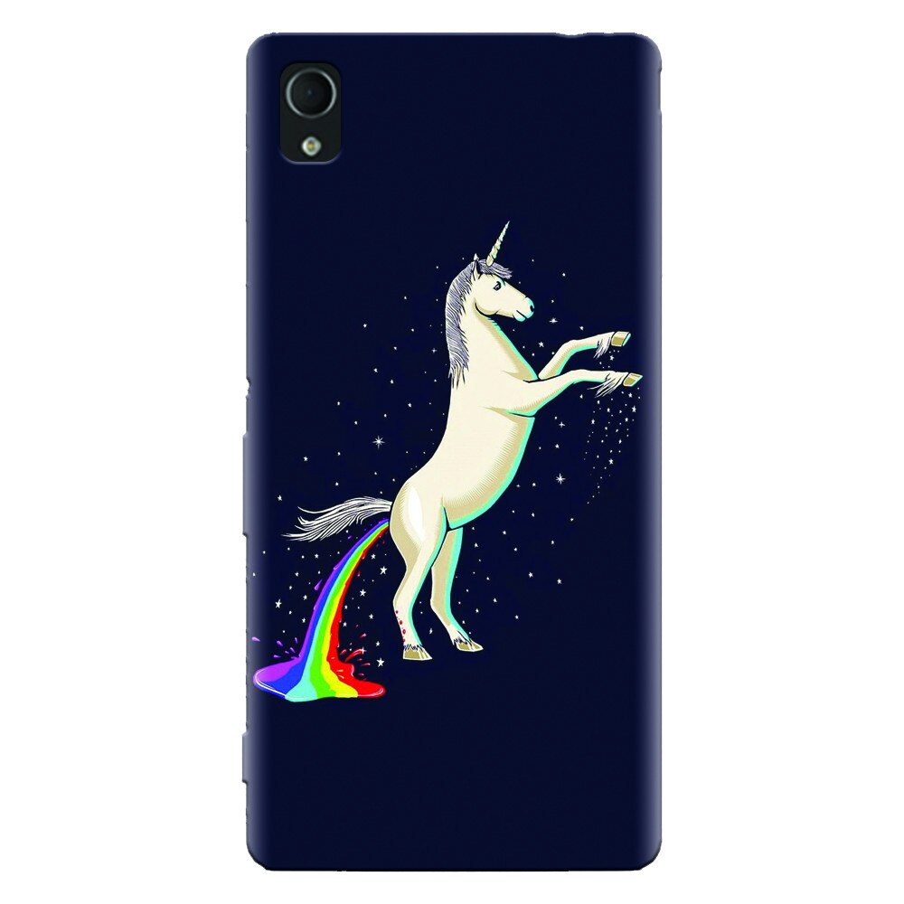Husa silicon pentru Sony Xperia M4, Unicorn Shitting Rainbows