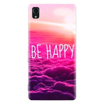 Husa silicon pentru Sony Xperia Z5, Be Happy Puffy Clouds Husa silicon pentru Sony Xperia Z5, Be Happy Puffy Clouds