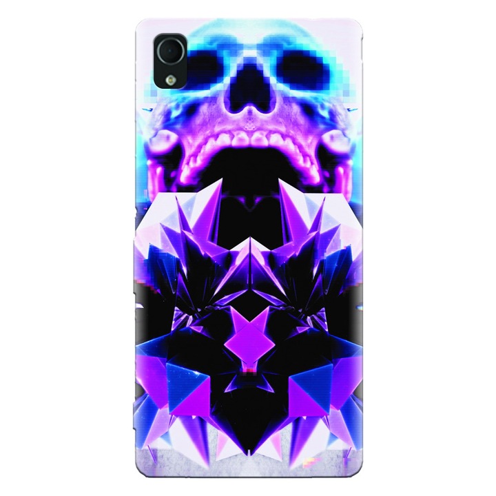 Силиконов калъф за Sony Xperia Z5, Череп с абстрактна рамка