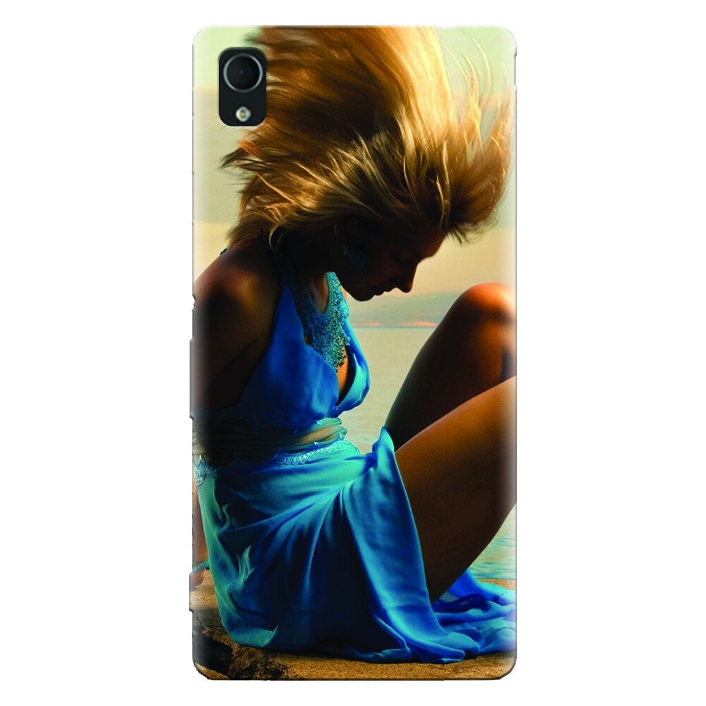 Husa silicon pentru Sony Xperia Z5, Girl In Blue Dress