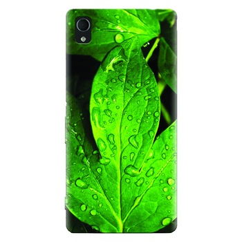 Husa silicon pentru Sony Xperia M4, Leaves And Dew Husa silicon pentru Sony Xperia M4, Leaves And Dew