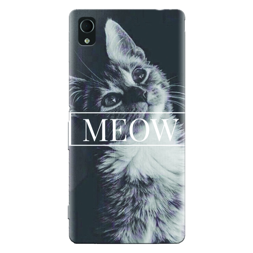 Husa silicon pentru Sony Xperia M4, Meow Cute Cat