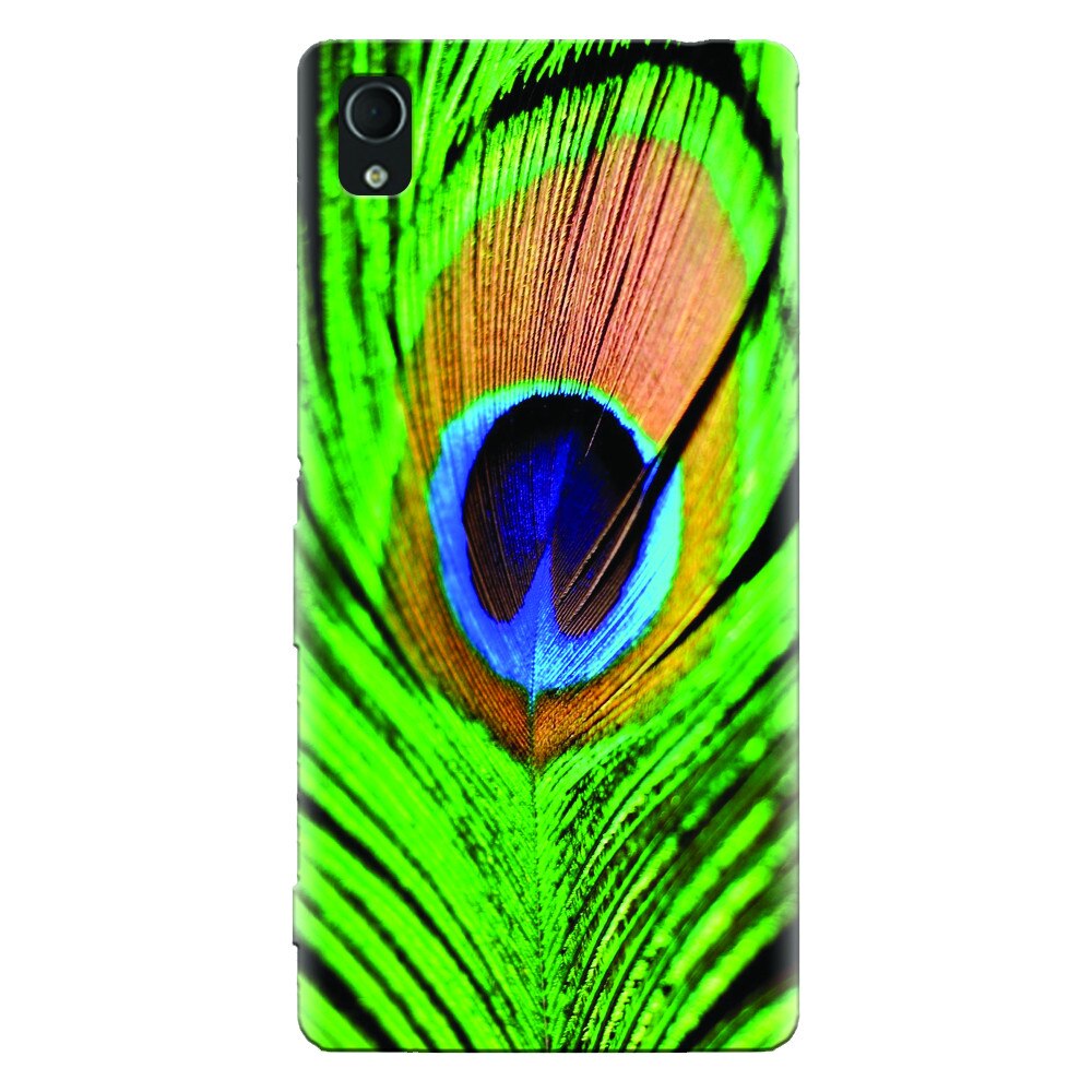 Husa silicon pentru Sony Xperia Xa, Peacock Feather Green Blue