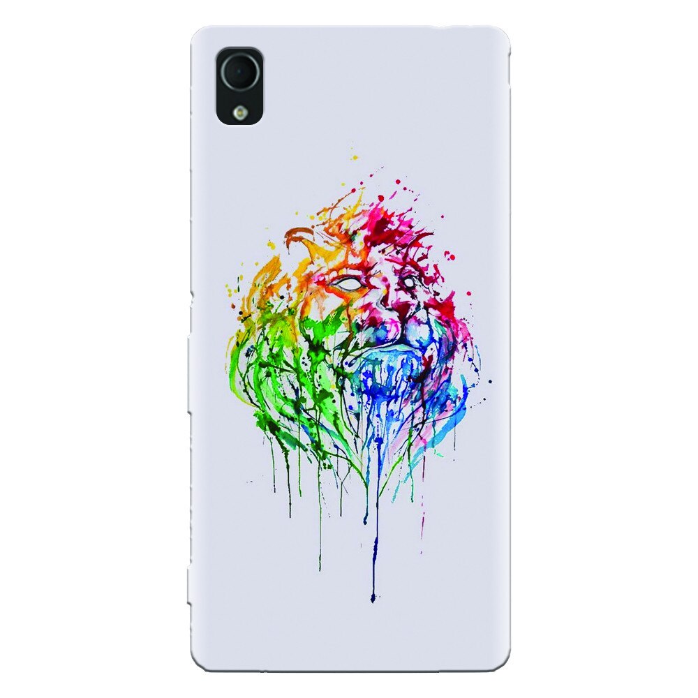 Husa silicon pentru Sony Xperia M4, Paint Illustration Lion Head