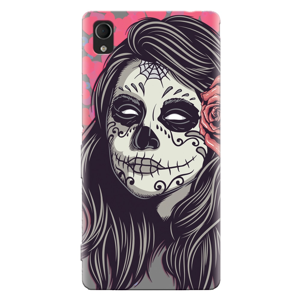 Husa silicon pentru Sony Xperia M4, Mexican Girl Skull
