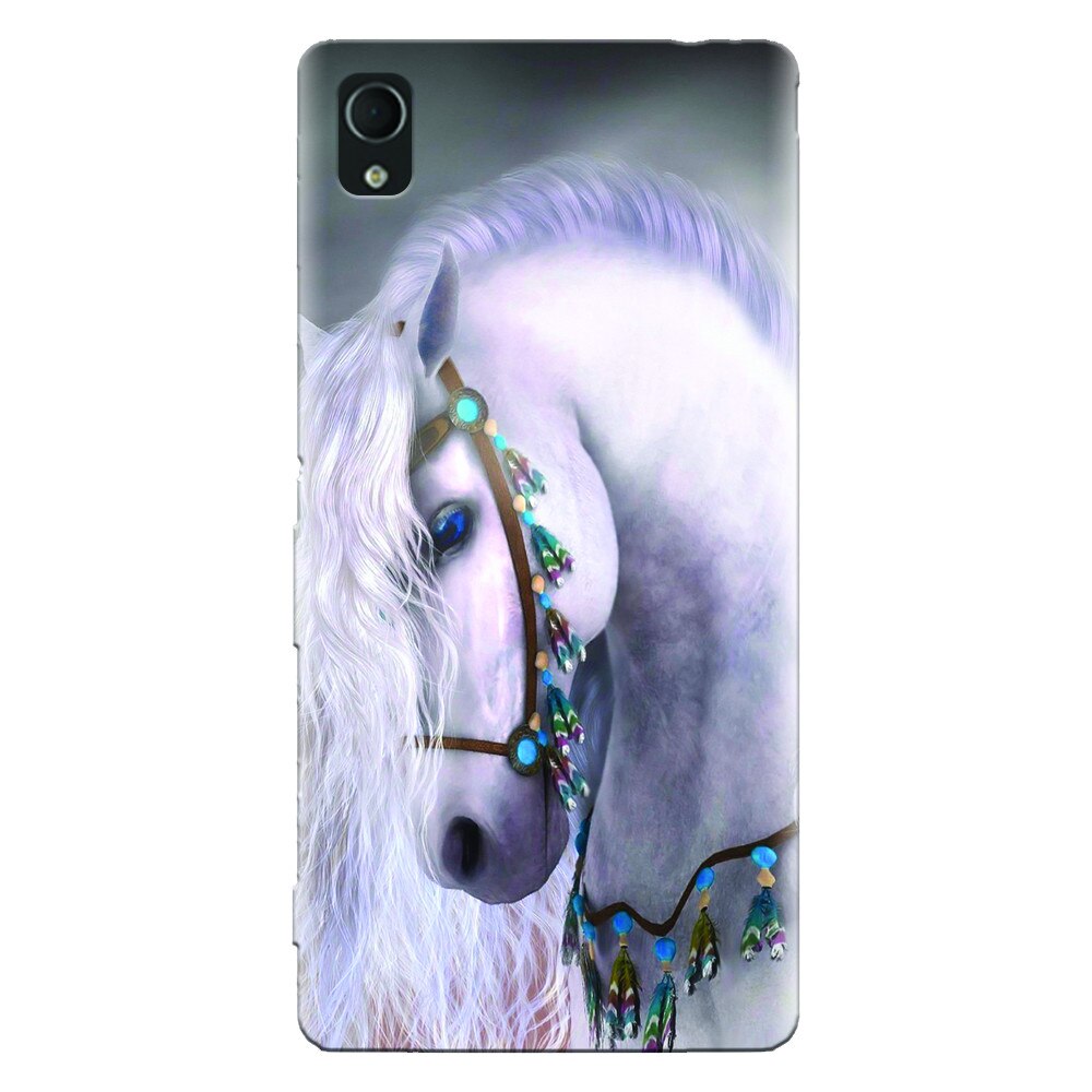 Husa silicon pentru Sony Xperia M4, White Horse