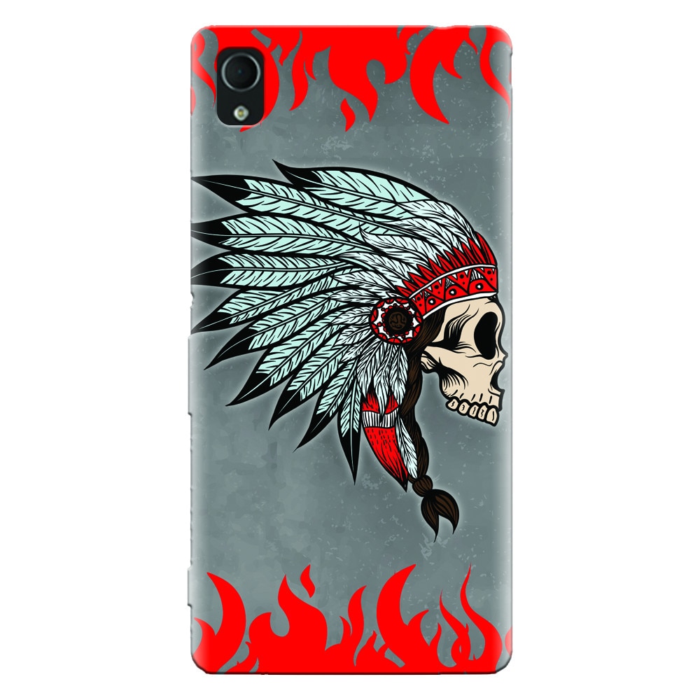 Husa silicon pentru Sony Xperia M4, Indian Skull