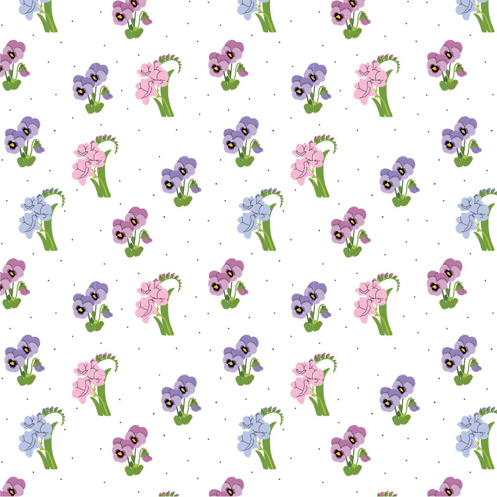 Tapet Premium Heartwork Buchete panselute si frezii, Ecologic, Non-Woven, Set 6 Role, 150 cm x 310 cm