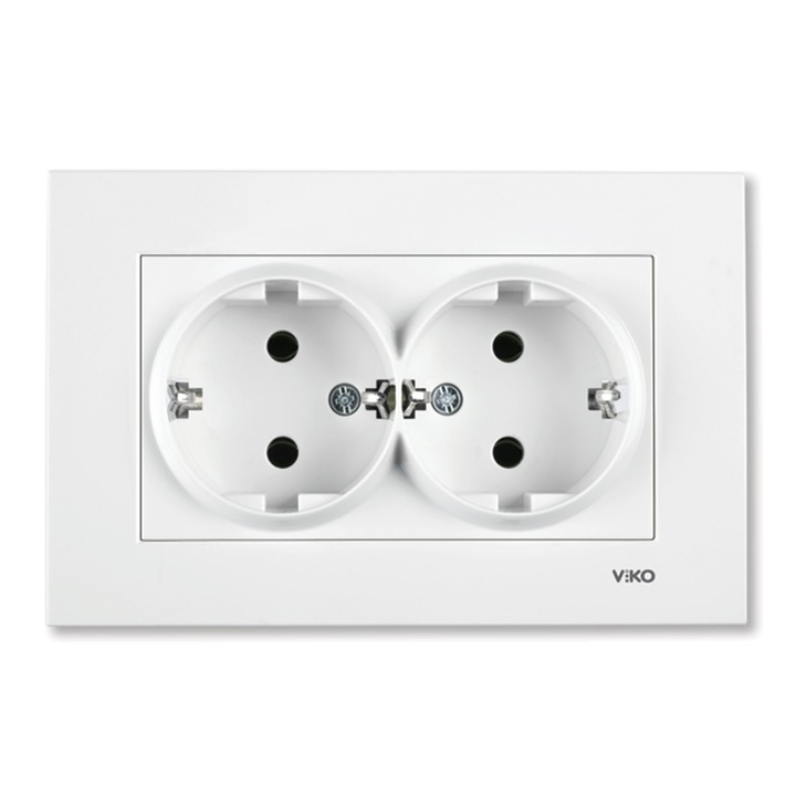 Priza schuko dubla 2P+E, 16A, 250V, ANTIBACTERIAL