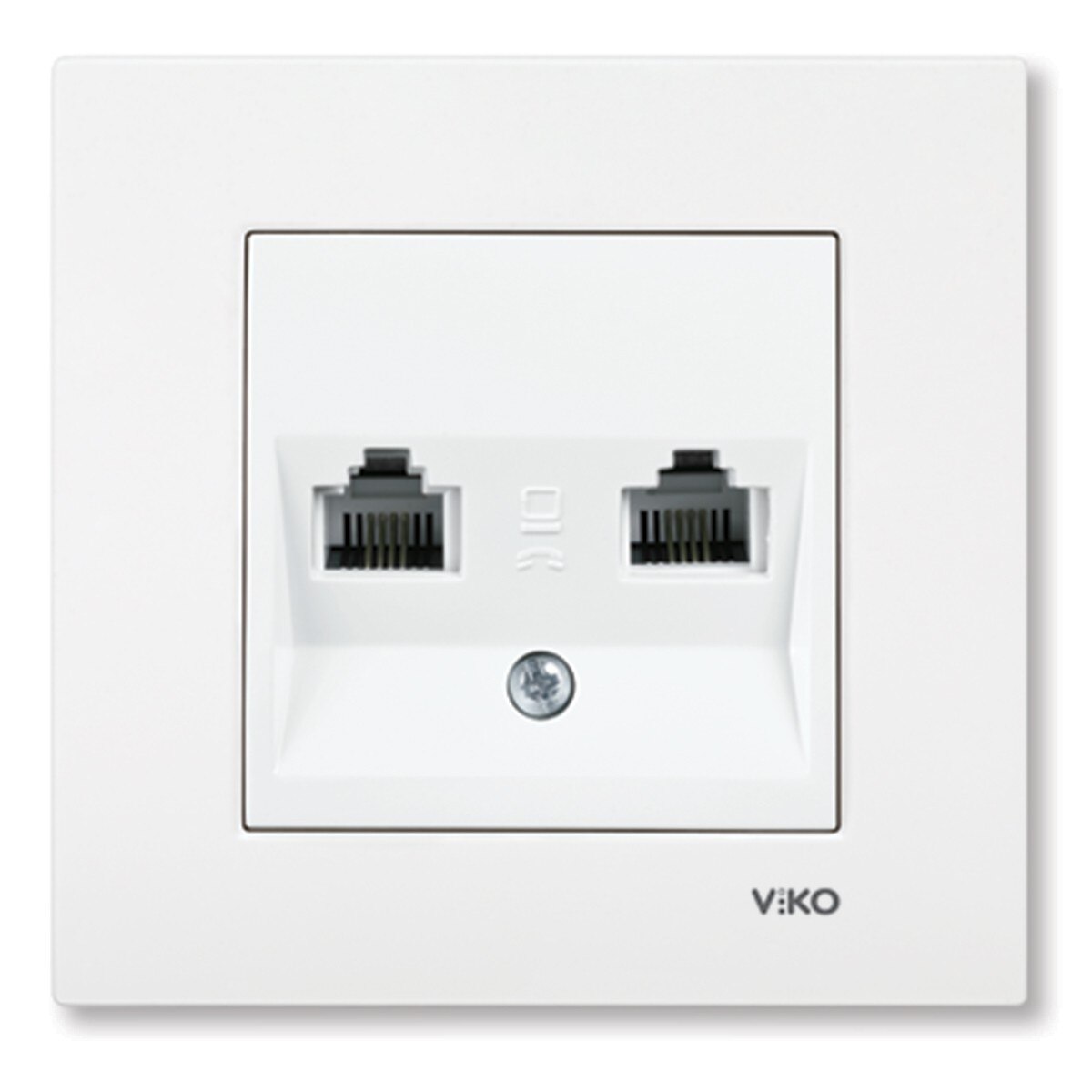 Priza telefon dubla Karre Viko VI-KATP2, Ingropat, Alb