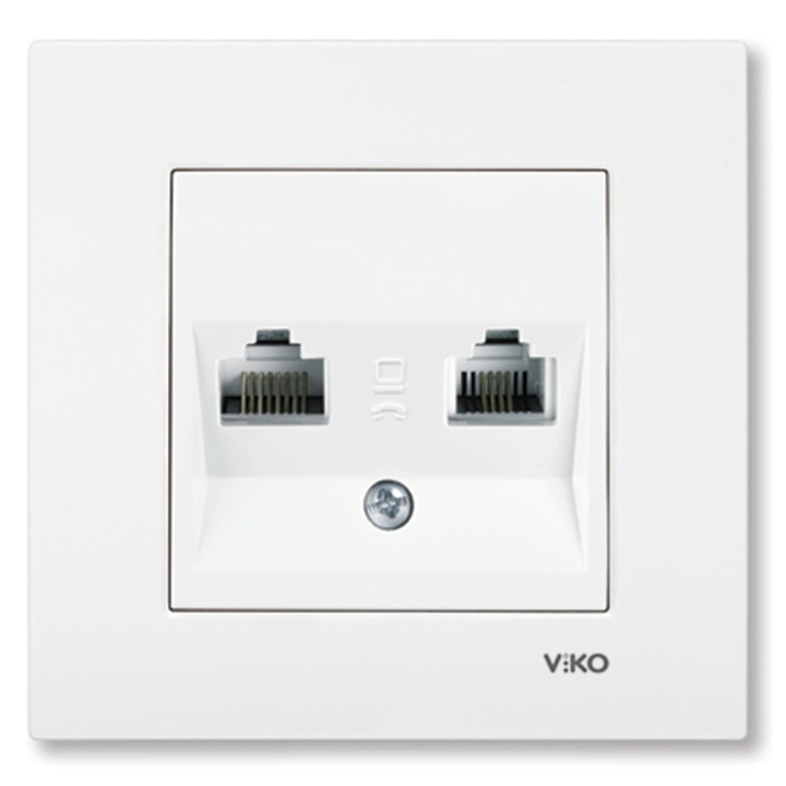 Priza calculator Cat5 + priza telefon Karre Viko VI-KA.CAL+TP, Ingropat, Alb