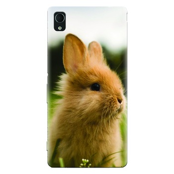 Husa silicon pentru Sony Xperia Z5, Cute Rabbit In Grass Husa silicon pentru Sony Xperia Z5, Cute Rabbit In Grass