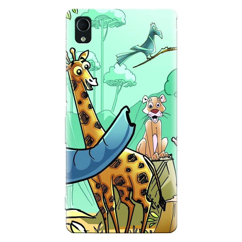 Husa silicon pentru Sony Xperia X, Children Drawings Elephants Giraffes Lions