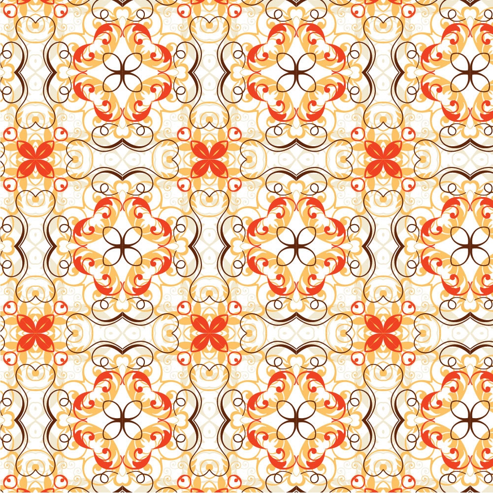 Autocolant Heartwork pentru mobilier, Floral baroc negru si portocaliu, autoadeziv, latime 100 cm x lungime 200 cm