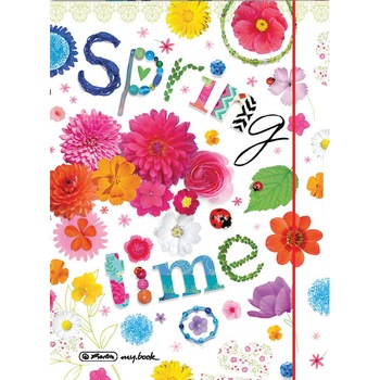 Caiet Herlitz MyBook Flex, spring time, A5, 2x40 file, dictando si matematica, coperta PP Caiet Herlitz MyBook Flex, spring time, A5, 2x40 file, dictando si matematica, coperta PP