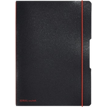 Caiet Herlitz MyBook Flex, logo rosu, A4, 40 file, dictando, coperta PP, negru