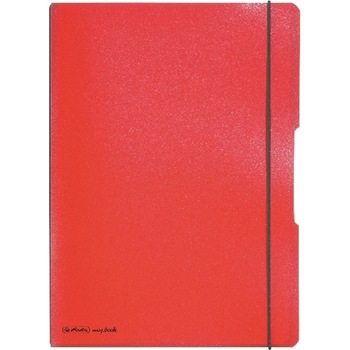 Caiet Herlitz MyBook Flex, logo negru, A4, 40 file, dictando, coperta PP, rosu