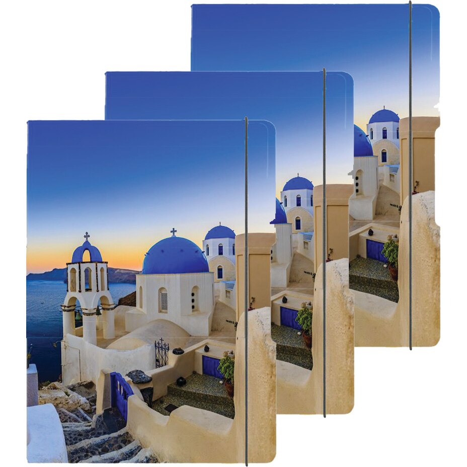 Caiet My.Book Flex A5, 40 file, 80gr, patratele, coperta Santorini, elastic albastru, set / 3 bucati