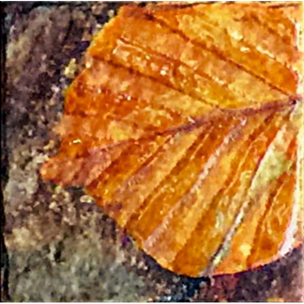 Set stickere autocolante faianta decorativa 20cm x 20cm model frunza portocalie cu gri