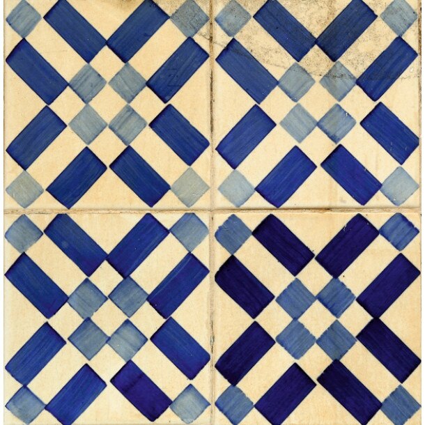Set stickere autocolante faianta decorativa 20cm x 20cm model vintage crem cu albastru