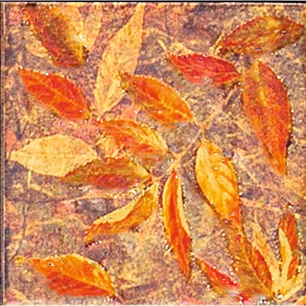 Set stickere autocolante faianta decorativa 15cm x 15cm model frunze portocalii