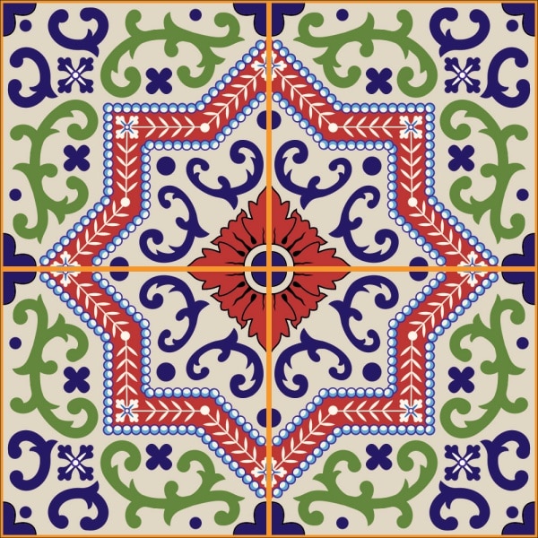 Set stickere autocolante faianta decorativa 20cm x 20cm model retro multicolor 8