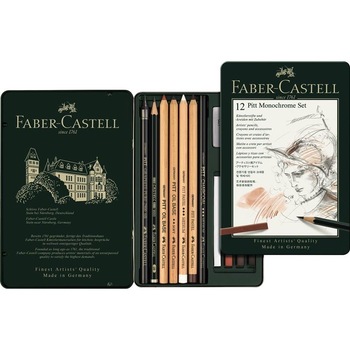 Set Pitt Monochrome, Faber-Castell (12 buc) Set Pitt Monochrome, Faber-Castell (12 buc)