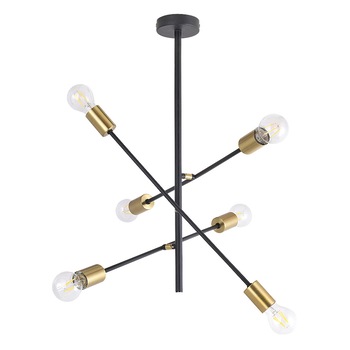 Lustra Lanny - 2104 Rabalux, E27, 6x15W, negru-auriu Lustra Lanny - 2104 Rabalux, E27, 6x15W, negru-auriu