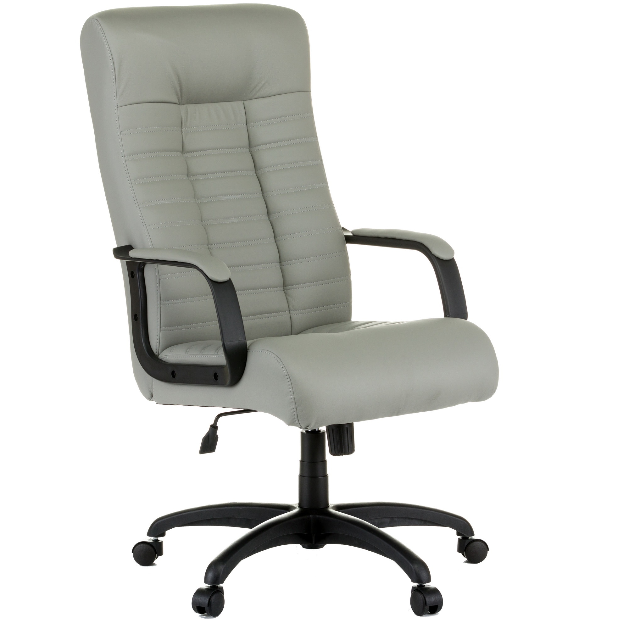 Scaun directorial QMOBILI LETIC SOFT Gri, piele ecologica, brate tapitate, mecanism balans, baza polipropilena