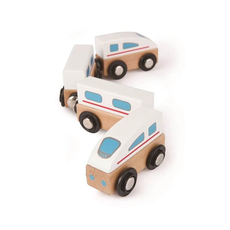 Trenulet magnetic Hape E0914, +3 ani, din lemn, joc educativ