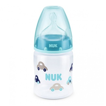 Biberon cu tetina din silicon Nuk First Choice+ 0-6 luni 150 ml 743651AL, Albastru Biberon cu tetina din silicon Nuk First Choice+ 0-6 luni 150 ml 743651AL, Albastru
