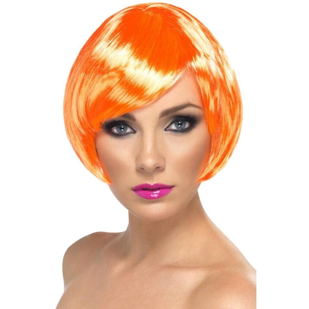 Peruca bob scurt orange neon